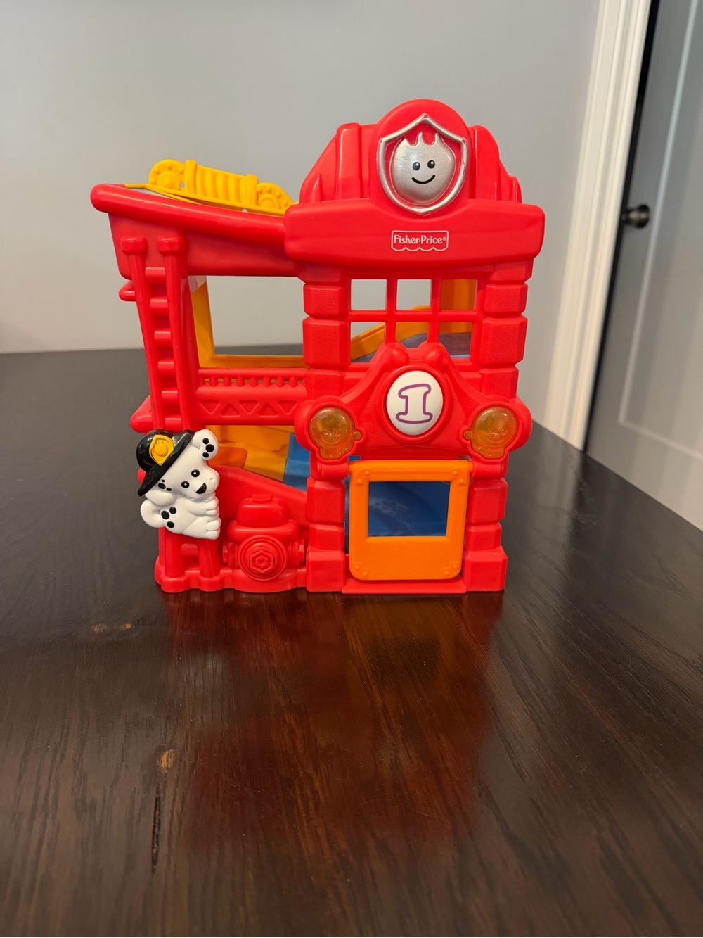 Fisher-Price Red and Yellow Fire Station Playset with Dalmatian